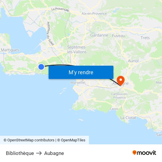 Bibliothèque to Aubagne map