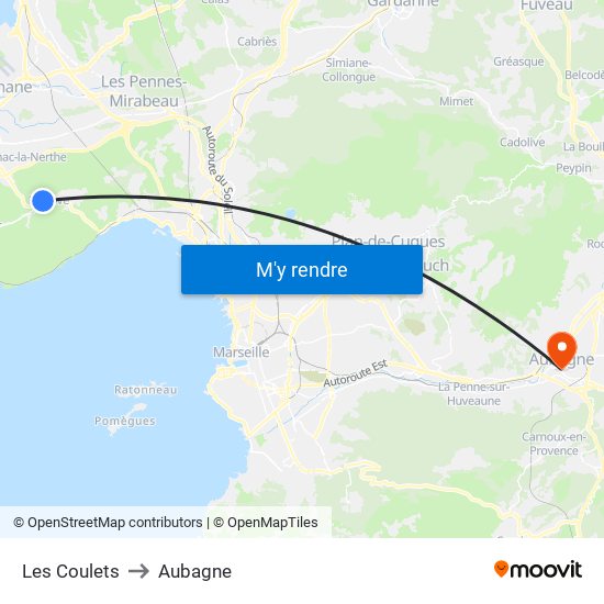 Les Coulets to Aubagne map