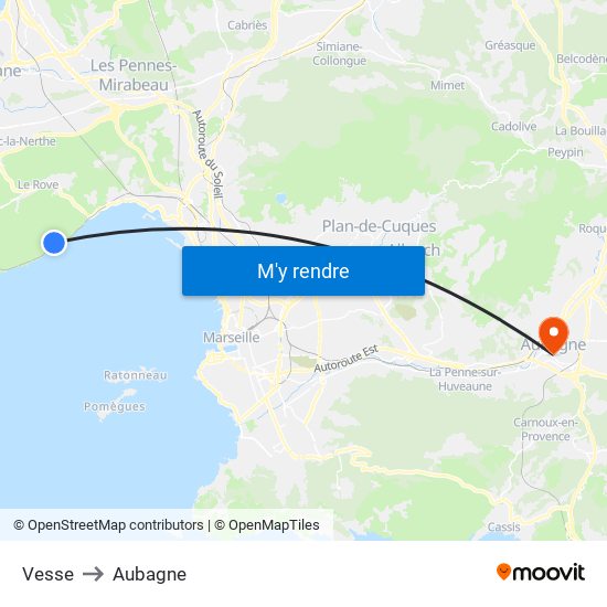 Vesse to Aubagne map