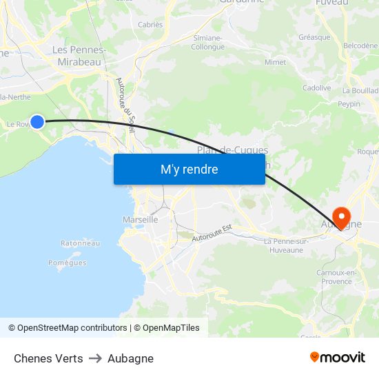 Chenes Verts to Aubagne map