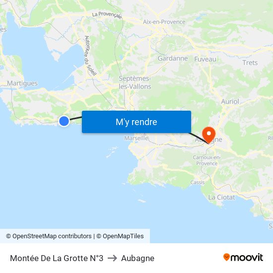 Montée De La Grotte N°3 to Aubagne map