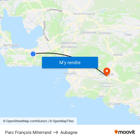 Parc François Miterrand to Aubagne map