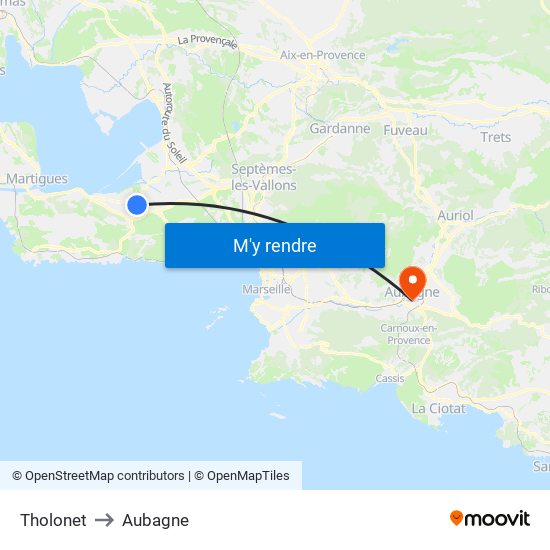 Tholonet to Aubagne map
