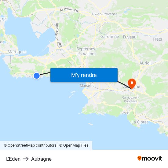L'Eden to Aubagne map