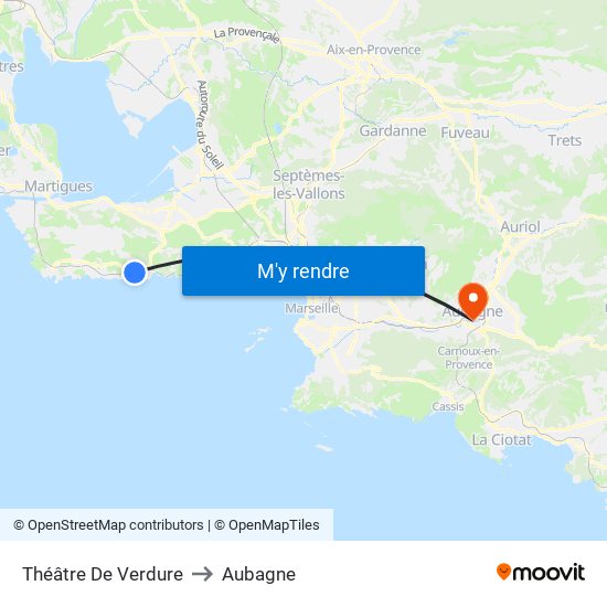 Théâtre De Verdure to Aubagne map