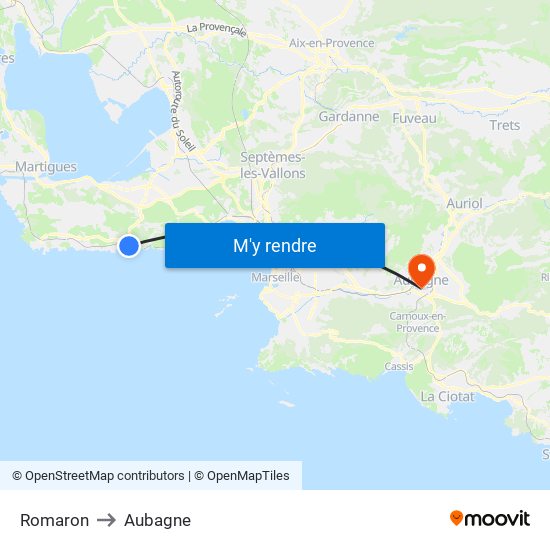 Romaron to Aubagne map