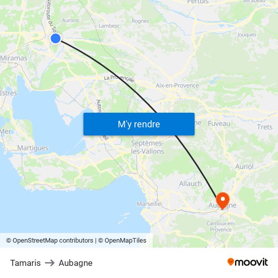 Tamaris to Aubagne map