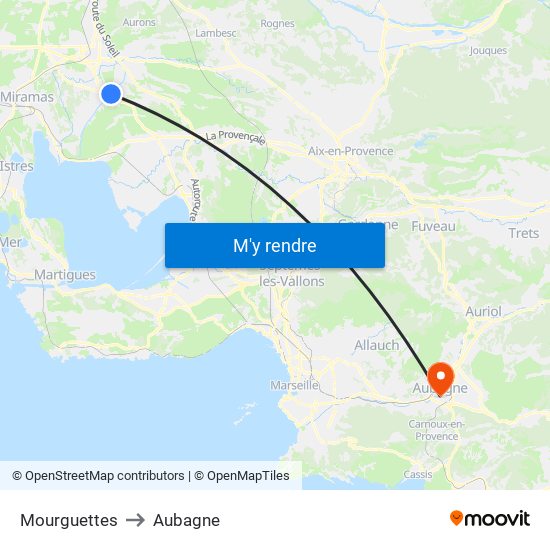 Mourguettes to Aubagne map