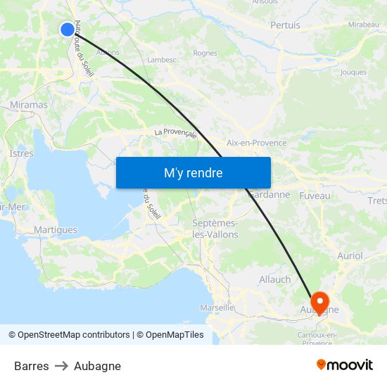 Barres to Aubagne map