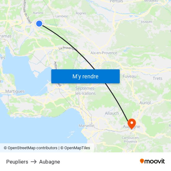 Peupliers to Aubagne map