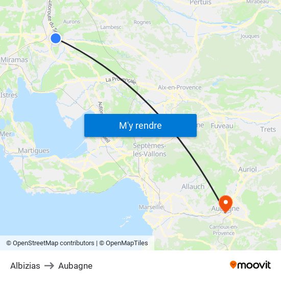 Albizias to Aubagne map