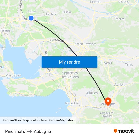 Pinchinats to Aubagne map