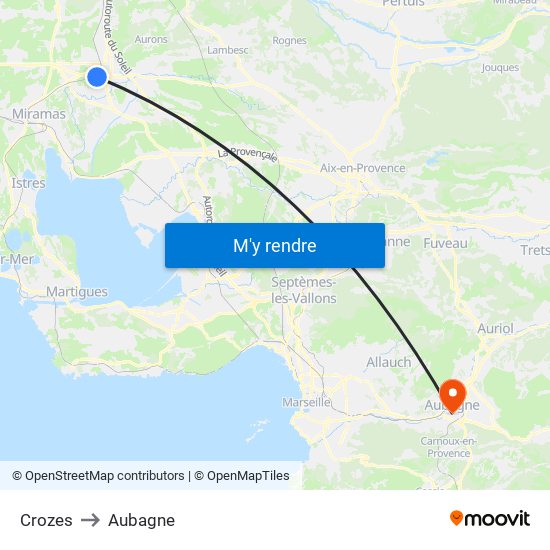 Crozes to Aubagne map