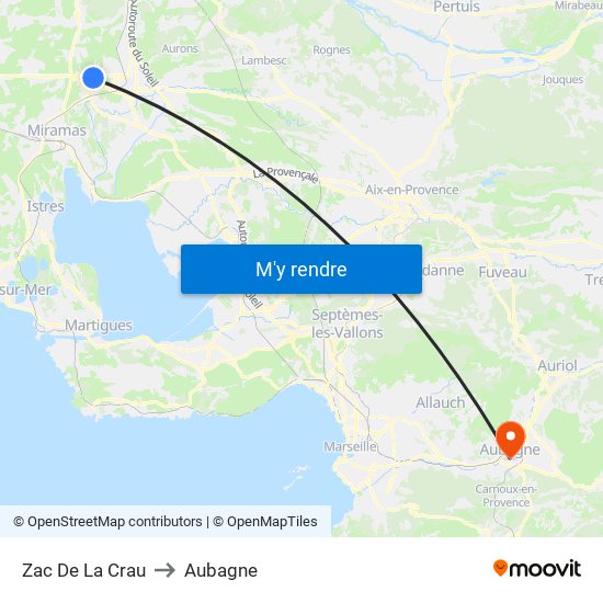 Zac De La Crau to Aubagne map