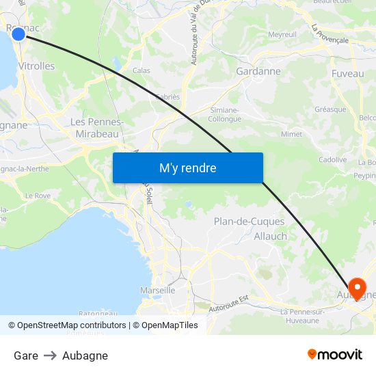 Gare to Aubagne map