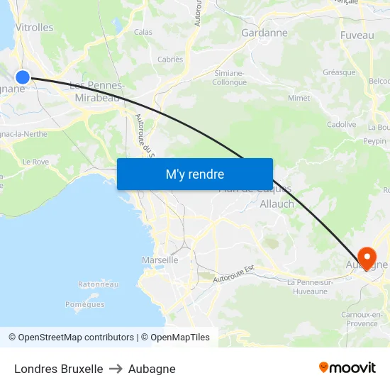 Londres Bruxelle to Aubagne map