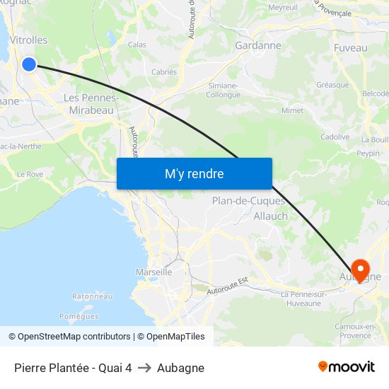 Pierre Plantée - Quai 4 to Aubagne map