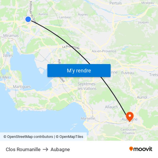 Clos Roumanille to Aubagne map