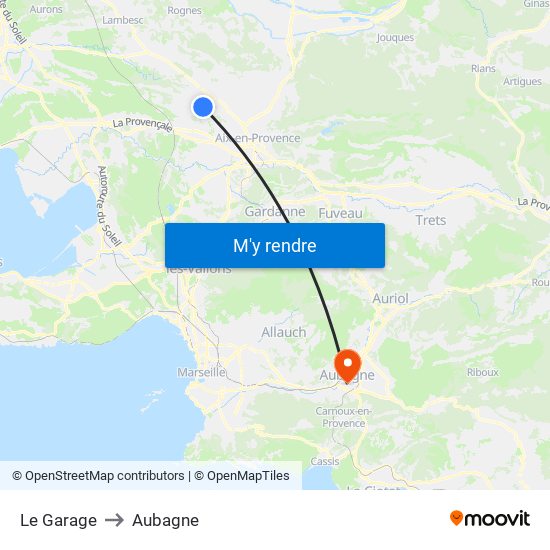 Le Garage to Aubagne map