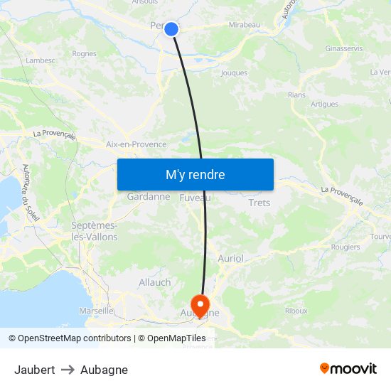 Jaubert to Aubagne map