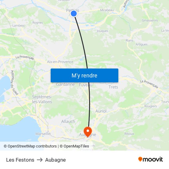 Les Festons to Aubagne map