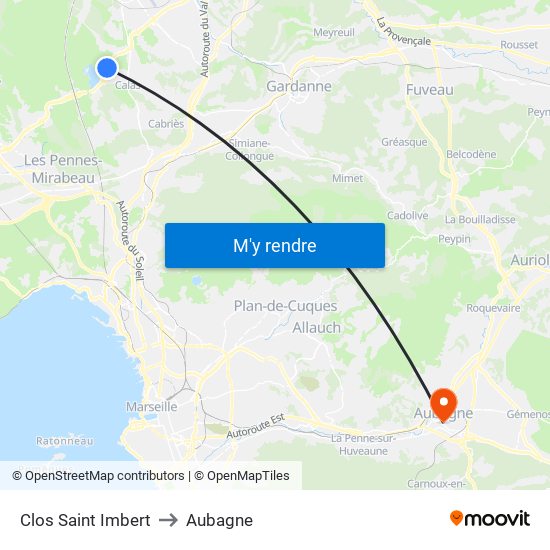 Clos Saint Imbert to Aubagne map