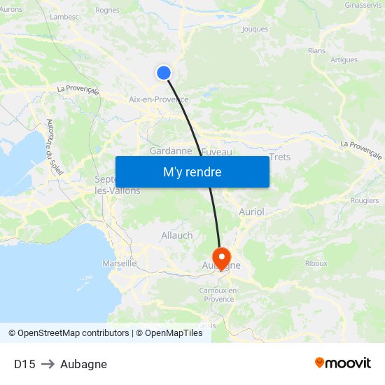D15 to Aubagne map