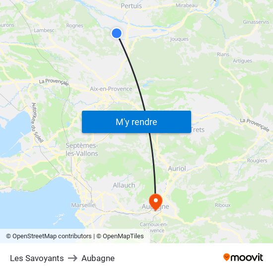 Les Savoyants to Aubagne map