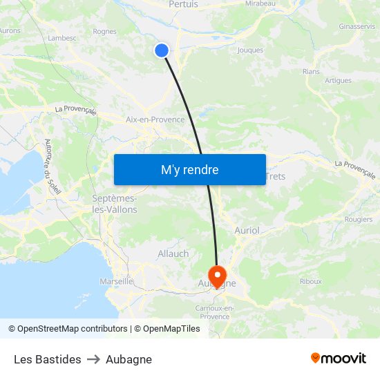 Les Bastides to Aubagne map