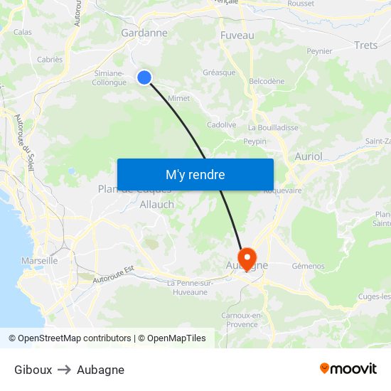 Giboux to Aubagne map