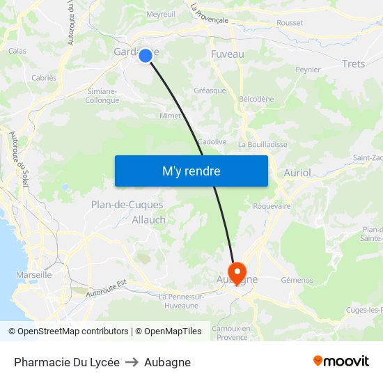 Pharmacie Du Lycée to Aubagne map