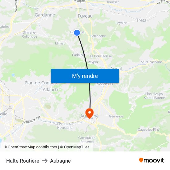 Halte Routière to Aubagne map