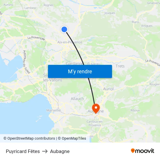 Puyricard Fêtes to Aubagne map