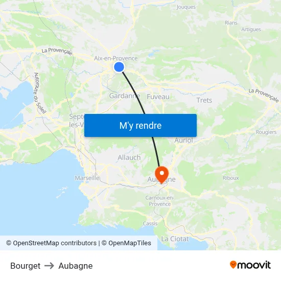 Bourget to Aubagne map