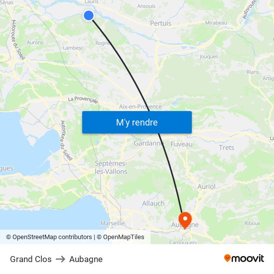 Grand Clos to Aubagne map