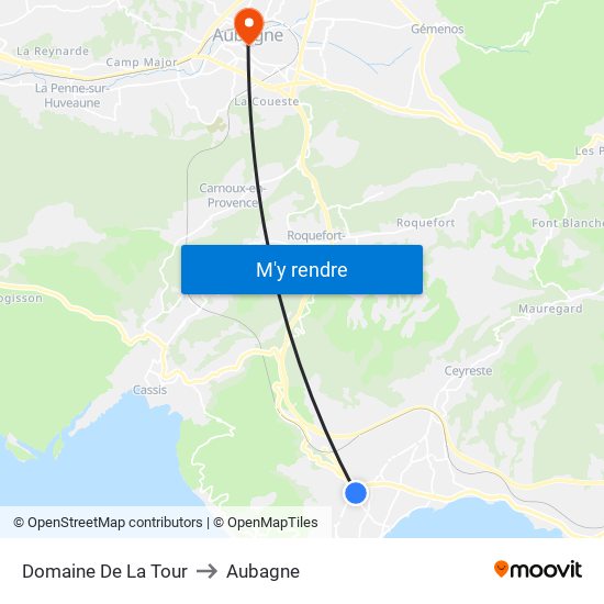 Domaine De La Tour to Aubagne map