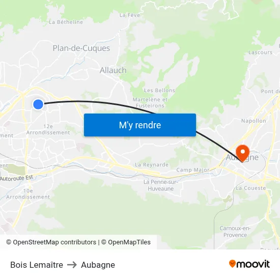 Bois Lemaître to Aubagne map