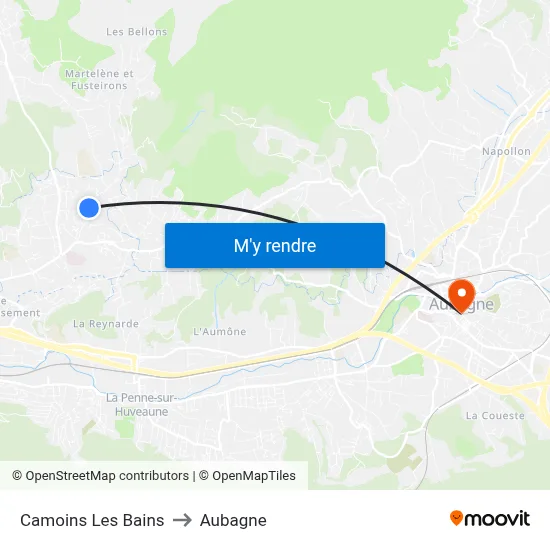 Camoins Les Bains to Aubagne map