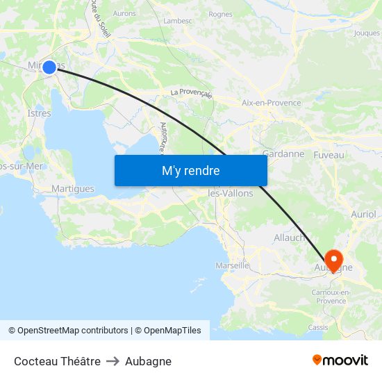 Cocteau Théâtre to Aubagne map
