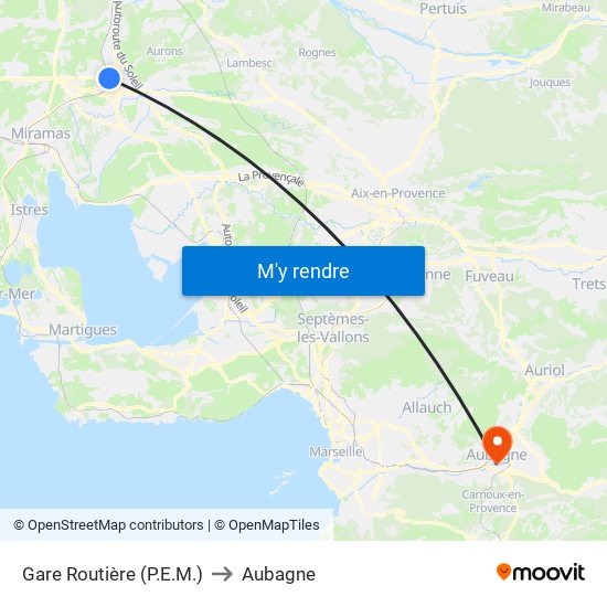 Gare Routière (P.E.M.) to Aubagne map