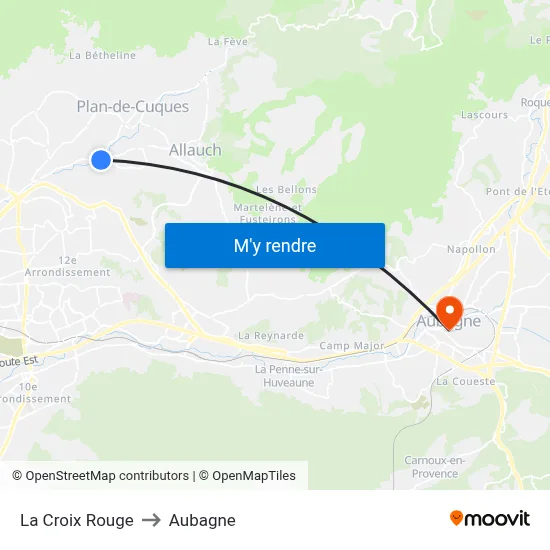 La Croix Rouge to Aubagne map