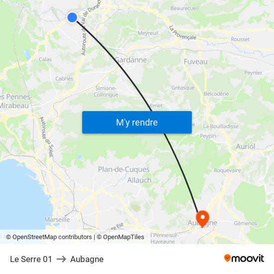 Le Serre 01 to Aubagne map