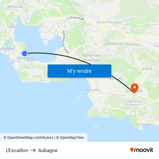 L'Escaillon to Aubagne map