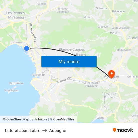 Littoral Jean Labro to Aubagne map