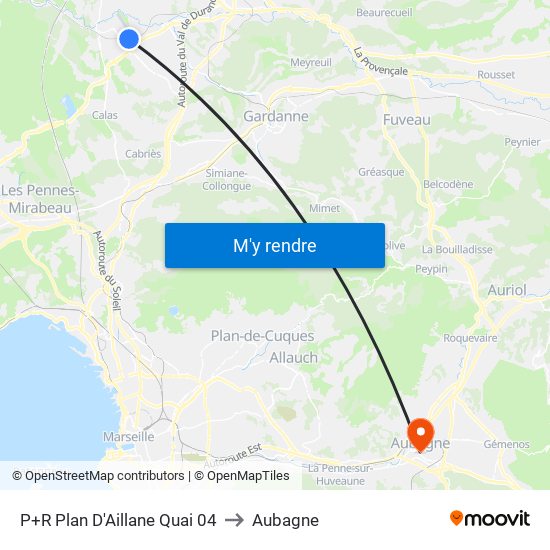P+R Plan D'Aillane Quai 04 to Aubagne map