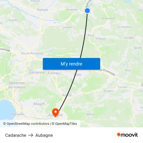 Cadarache to Aubagne map
