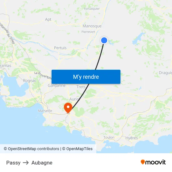 Passy to Aubagne map