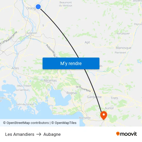 Les Amandiers to Aubagne map