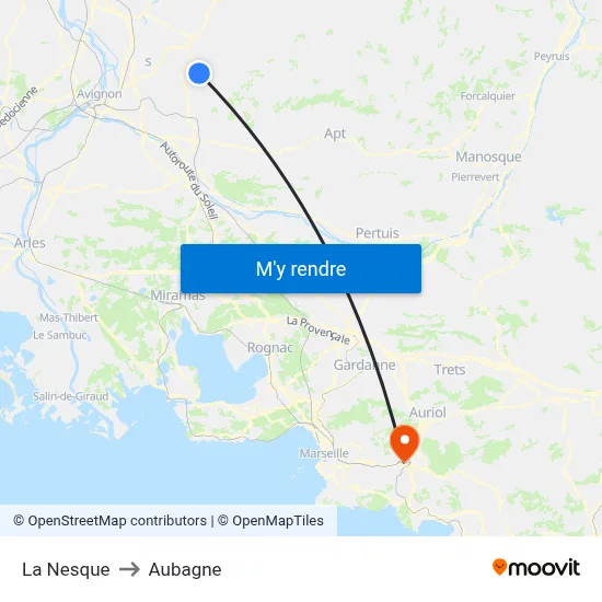 La Nesque to Aubagne map