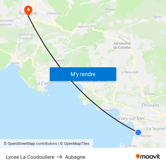 Lycee La Coudouliere to Aubagne map